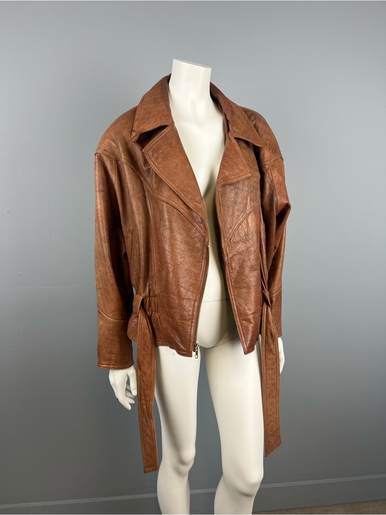 Adventure bound Other - Classic Brown Leather Belted Jacket